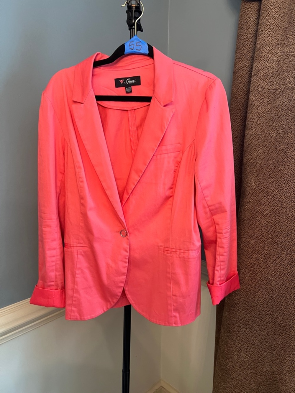 GUESS Women's Hot Pink Single-Button Blazer‎